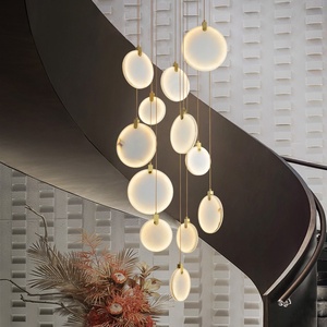 <span class=keywords><strong>Lustre</strong></span> minimaliste moderne en <span class=keywords><strong>cuivre</strong></span> albâtre pour le salon <span class=keywords><strong>et</strong></span> l'escalier en colimaçon Duplex Building Villa Suspension - Product Image 2