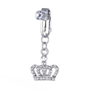 YICAI Chaud Non-Piercing Crâne Coeur Couronne CZ Clip <span class=keywords><strong>sur</strong></span> Nombril Anneaux Pour Femmes Zircon Dangle Faux Faux Ventre Anneau - Product Image 3