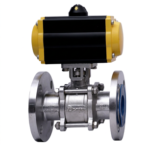 Vanne à boisseau sphérique pneumatique à bride en acier inoxydable CF8 avec actionneur rotatif pour la coupure et le contrôle du vapeur et de l'eau dans les conduites - Product Image 1