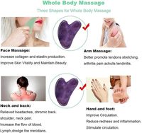 Outil de massage Gua Sha en forme de cœur violet naturel, planche de raclage facial Modèle JF26-059Purple CN pour le soulagement du stress et la réduction des gonflements