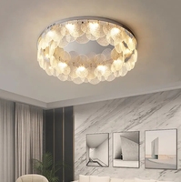 Plafonnier rond à montage en surface, design moderne, décoration intérieure, chambre à coucher, verre doré de luxe, éclairage LED moderne pour salon
