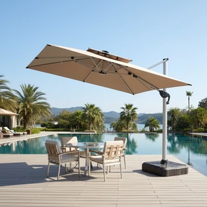Parasol romain en aluminium avec éclairage LED solaire extérieur, nouveau design 3x3m, pour patio, jardin, ombrage, mobilier d'extérieur - Product Image 1
