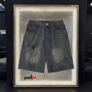 Shorts de Mezclilla Lavada de Estilo Recto, Cintura Media, Tejidos con Turquesa Vintage, Holgados, de Verano, para <span class=keywords><strong>Hombre</strong></span> y Mujer - Product Image 4
