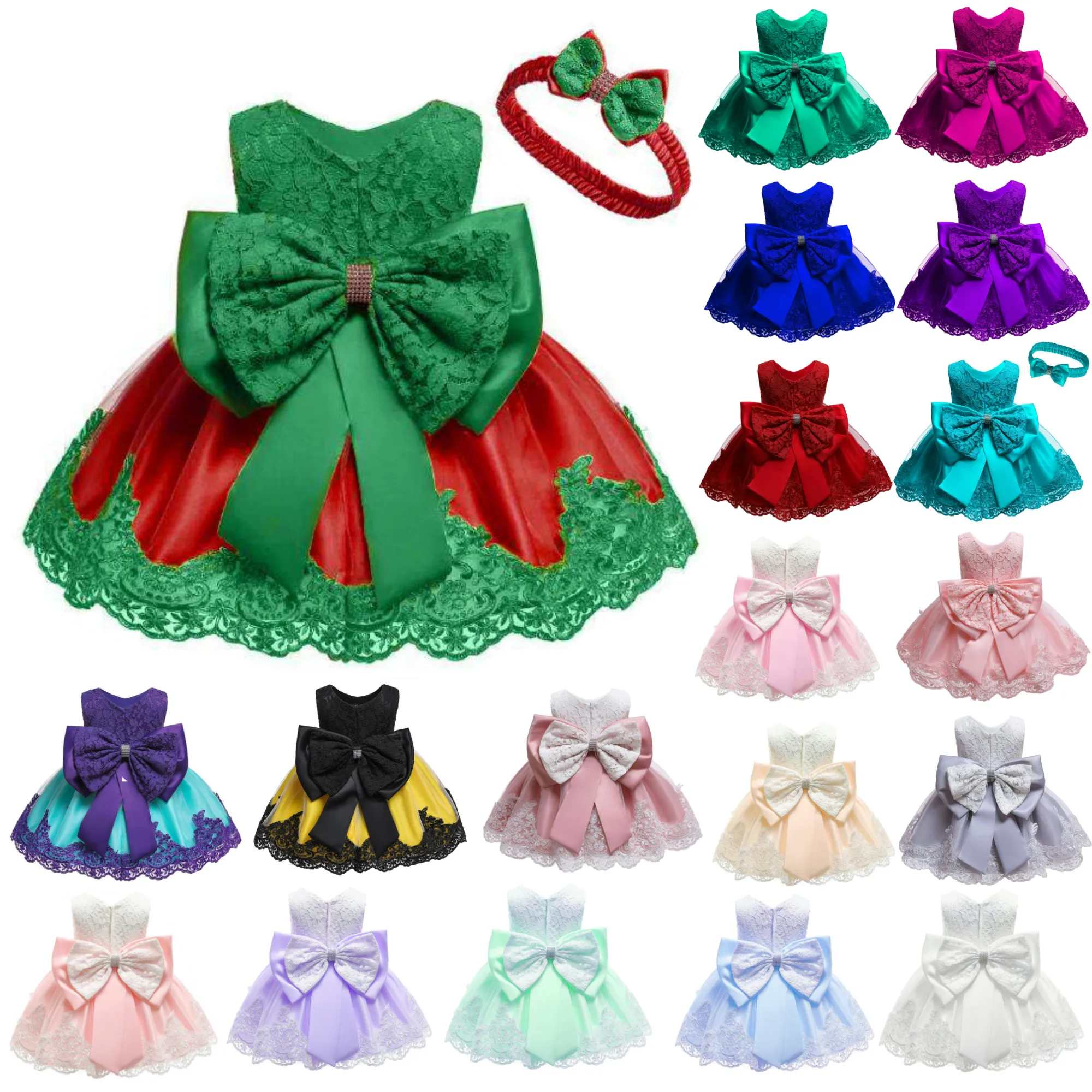Infant Party Dresses 2020 Summer Baby Girls Christening Dresses Kids Christmas Newborn Clothes B-8348