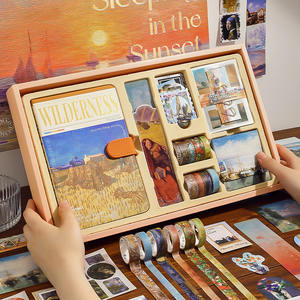 SIMNO Plus Charming pintura al óleo decorativa DIY <span class=keywords><strong>diario</strong></span> Kit Vintafe personas hebilla magnética cuaderno <span class=keywords><strong>diario</strong></span> conjunto para mujeres - Product Image 5