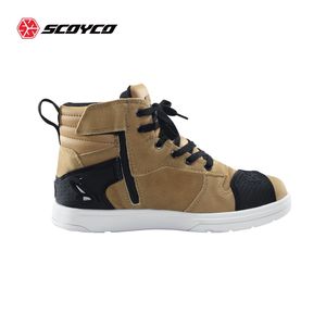 SCOYCO Zapatos de motocicleta Protección de tobillo impermeable Fácil de limpiar <span class=keywords><strong>Botas</strong></span> de carreras de calle de cuero encerado <span class=keywords><strong>vintage</strong></span> - Product Image 3