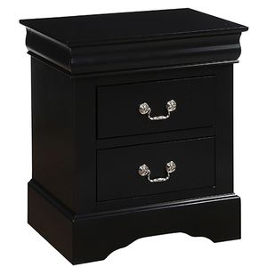 Black 2-Drawer Solid Wood Nightstand Antique European Style Bedroom <b>Side</b> Table Panel Wood Design - Product Image 2
