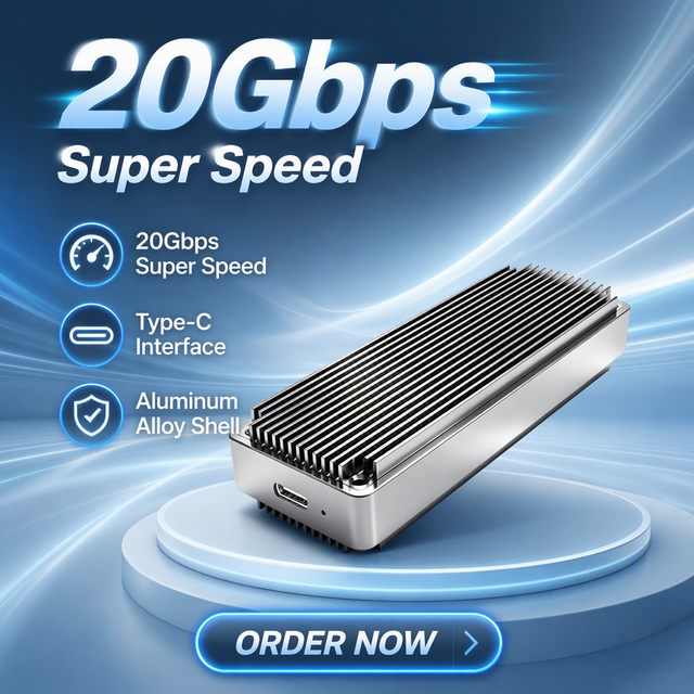 AOTECH Aluminum M.2 SSD Enclosure 20Gbps USB 3.2 Gen2x2 External Hard Drive Case M.2 NVMe  Portable Storage