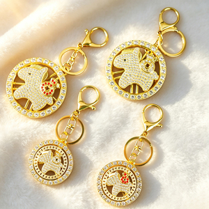 Fashion Alloy Rhinestone Rotatable Horse Keychain 62mm Round <b>Key</b> <b>Ring</b> Money <b>Bag</b> <b>Key</b> Pendant <b>Key</b> Holder for Handbag Ornament - Product Image 6