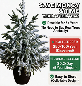 Sapin de Noël floqué de haute qualité de 60 cm <span class=keywords><strong>en</strong></span> <span class=keywords><strong>pot</strong></span> |   Sapin de Noël compact personnalisé pour la décoration de comptoir de Noël à la maison - Product Image 4