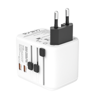 Adaptor Universal pengisi daya perjalanan 3AC Gan 70W terbaru Multi steker Adaptor perjalanan internasional dengan 1 USB dan 4 Tipe C