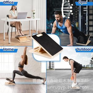 Tabla inclinada de madera antideslizante ajustable para yoga, pilates, fitness, estiramiento y equilibrio, para ejercicios en casa o gimnasio. - Product Image 4