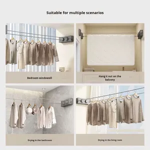 Tendedero Retráctil Invisible de Pared de 5.1m con Cable de Acero Inoxidable Engrosado y Sostenible para Sala de Estar - Product Image 4