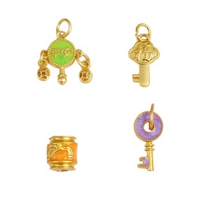 Colgante de aleación con diseño de barril y cuentas, con esmalte dorado y efecto de goteo de aceite, símbolo de paz y salud, accesorio de joyería DIY para pulseras y collares - Product Image 5
