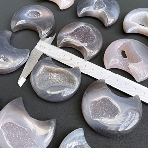 Lunas de Ágata Druzy Talladas a Mano al por Mayor, Artesanías de Piedras Semipreciosas, <span class=keywords><strong>Luna</strong></span> de Geoda Druzy - Product Image 4