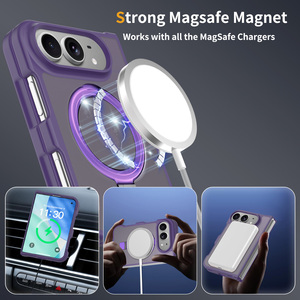 Étui pliable pour <span class=keywords><strong>iPhone</strong></span> 18 Ultra, violet mat, doux au toucher, avec support anneau de maintien, personnalisé, antichoc, magnétique - Product Image 2