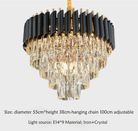 Lustre moderne en cristal Asfour, design en verre et métal laiton, prix compétitif, éclairage de restaurant, décoration lumineuse