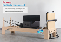 Appareil de Pilates Reformer Professionnel en Bois d'Érable avec Roues pour un Déplacement Facile, Logo Personnalisé, Couleur du Cuir au Choix, Machine de Fitness pour Studio