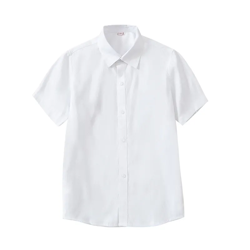 Özelleştirilmiş çocuk okul üniforması kısa kollu gömlek okul erkek ve kız yaz beyaz gömlek