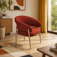 Fauteuil de salle à manger MULIGNA personnalisé, design italien moderne et simple, dossier incurvé en acier carbone, laine d'agneau, pieds métalliques mobiles