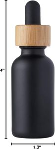 10ml-200ml Frosted Black Glass Dropper Essential <b>Oil</b> <b>Bottles</b> with Bamboo Cap Screen Printed - Product Image 5