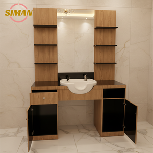 Siman Prix de gros Meuble de salle de bain avec étagère, <span class=keywords><strong>miroir</strong></span> et lavabo, avec rangement, et <span class=keywords><strong>miroir</strong></span> de coiffeur pour hôtel - Product Image 3