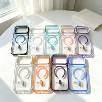 Coque de téléphone magnétique transparente avec cadre coloré pour iPhone 17 18 ProMax 16 15, étuis de protection magnétiques transparents pour Samsung S26u