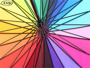 Cổ điển <span class=keywords><strong>24</strong></span> xương cầu vồng ô tùy chỉnh in logo kích thước lớn Windproof Golf ô không ướt Kem chống nắng - Product Image 5