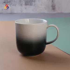 Sanhuan digital printing Blackish Green Dark blue dinnerware porcelain dinner set coffee mug with 400cc