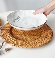 Assiettes de présentation en rotin tressé faites à la main de 13 pouces, sets de table en raphia tissé pour mariage, table à manger, décoration intérieure, tapis et sous-plats – Vente en gros