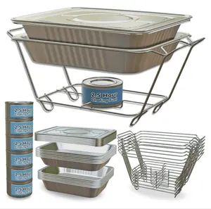 Disposable Wire Chafer Stand Chafing Rack Set with Aluminum Full Chafing Dish