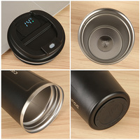 Termo de vacío doble de acero inoxidable 304 portátil, temperatura inteligente con pantalla de taza de café, taza de viaje con tapa