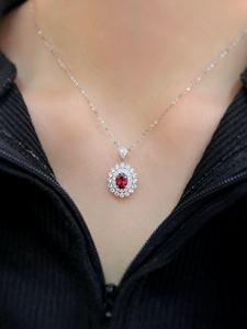 Lanphear kalung liontin mewah emas putih 18K kustom perhiasan bagus delima alami tanpa panas kalung berlian alami - Product Image 6