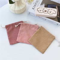 Pochette de rangement à cordon en velours côtelé personnalisable avec logo, pour cosmétiques, maquillage, bijoux, 14x16cm, toutes tailles