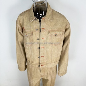 Ensemble deux pièces en jean et vestes en denim, style vintage délavé, personnalisable OEM, haute qualité, pour hommes - Product Image 2