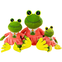 Lot de peluches grenouille rose pour fille, trois tailles, motif brodé couronne sur la poitrine, adorable poupée animale pour coffret cadeau de fêtes