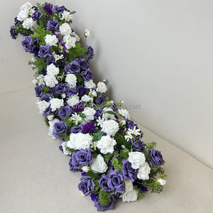 Flores Artificiales Románticas de Color Morado, Arreglo Floral en Forma de Arco, Camino de Mesa con Lirios Blancos, Centro de Mesa Floral - Product Image 4
