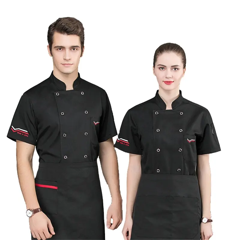 Hoge kwaliteit korte mouwen groothandel kleur zomer jas kleding jas keuken koken franse executive chef uniform
