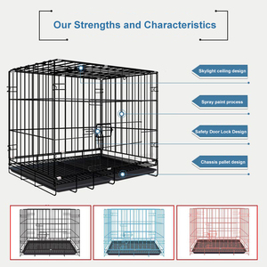 Dog Stainless Cages Baking Paint Heavy Duty Dog Crate Foldable Stainless Dog Kennels Cages For Large Small Pet Dog