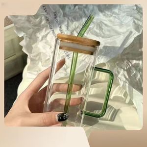 Tasses personnalisées en céramique et verre en forme de canettes de thé, café, soda, bière avec couvercle en bambou et paille - Product Image 5