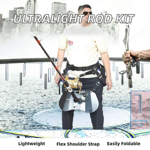 Chaleco de Pesca Ultraligero Plegable 3+7 con Cinturón Ajustable, Arnés de Hombro, Soporte para Caña, Borde Azul Negro, Almohadilla de Esponja PE - Product Image 5