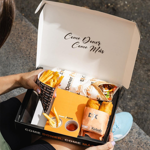Caja de doner de comida rápida <span class=keywords><strong>para</strong></span> llevar, caja de pasta de 750ml Kraft, caja de fideos de papel Doner Box Printing Kebab Box - Product Image 3