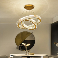 Lustre LED moderne et simple pour salon, salle à manger, hôtel, luminaire suspendu de luxe en cristal K9 rond pour intérieur