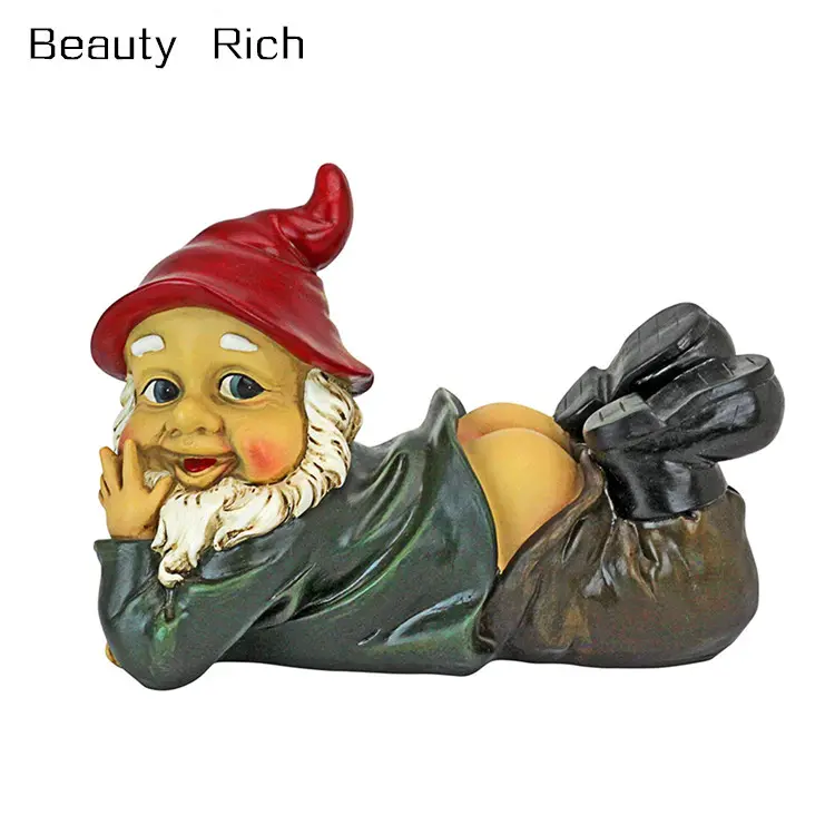 Polyresin/Hars Zon Niet Shine Mooning Naughty Tuin Gnome Standbeeld, Een Maat, Full Color