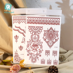 Autocollants de <span class=keywords><strong>tatouage</strong></span> temporaire au henné rouge, motif floral indien, pour femmes et filles, format A5, imperméables, pour le corps, les mains et les pieds, sexy, fabricant - Product Image 6