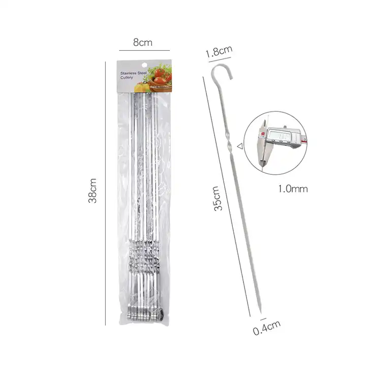 Reusable Skewers for Barbecue Grill Stainless Steel Skewers Shish Kebab BBQ  Camping Flat Forks Gadgets Kitchen Accessories Tools