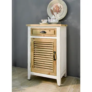 Innova Home Article Cabinets One Wooden Drawer and One Door Antique Accent Wooden Bedside Cabinet for Bedroom