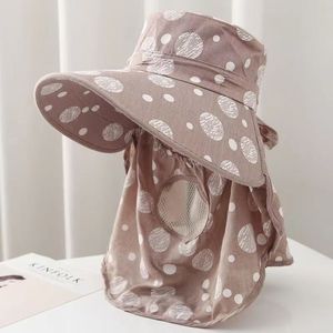 หมวกบักเก็ตลายจุดสีชมพูพร้อมที่ป้องกันคอ บังแดดระบายอากาศได้ดีสำหรับผู้หญิงใช้กลางแจ้ง - Product Image 2