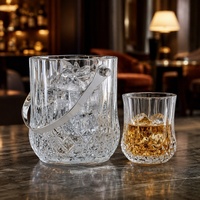 Ensemble de seaux à glace en verre haute qualité, blanc éclatant, motifs taillés au cristal, poignée métallique, vente en gros pour hôtels et bars, OEM ODM, commande en gros