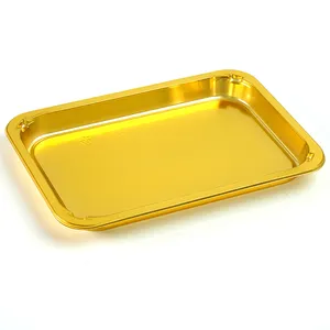 PET oro e argento usa e getta cibo surgelato rettangolare vassoio di imballaggio per bistecca vassoio del supermercato